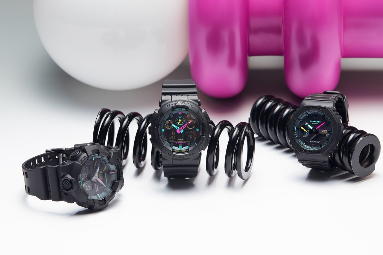 G-SHOCK からアナログとデジタルの機能が融合する3つの新モデルがリリース G-SHOCK Multi-Fluorescent Accents Collection Lookbook GA-B2100MF-1A GA-700MF-1A GA-100MF-1A GA-110MF-1A