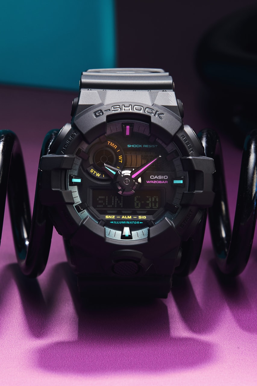 G-SHOCK からアナログとデジタルの機能が融合する3つの新モデルがリリース G-SHOCK Multi-Fluorescent Accents Collection Lookbook GA-B2100MF-1A GA-700MF-1A GA-100MF-1A GA-110MF-1A